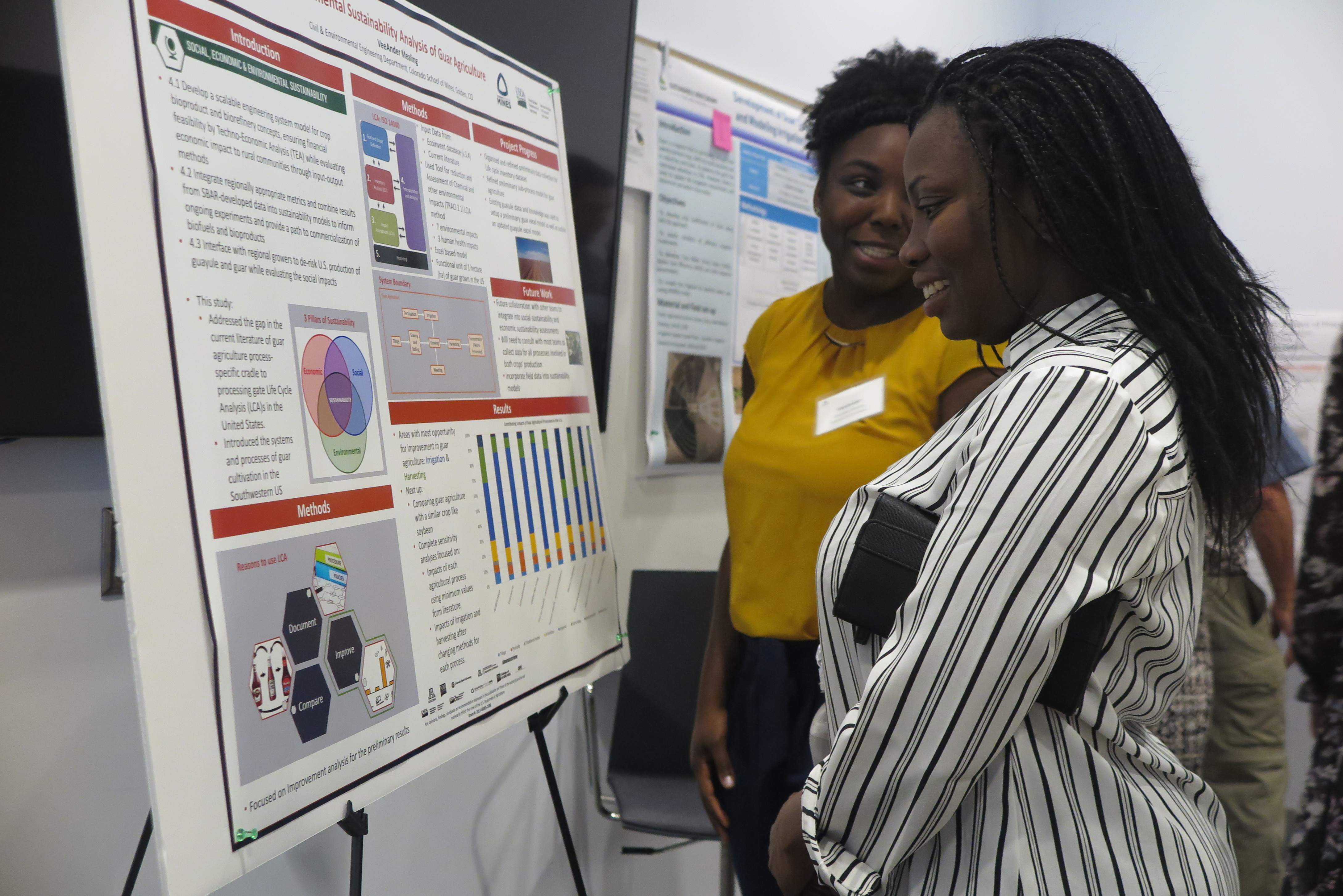 VeeAnder Mealing, PhD student at Colorado School of Mines, describes her research to colleagues. VeeAnder Mealing, PhD student at Colorado School of Mines, describes her research to colleagues.