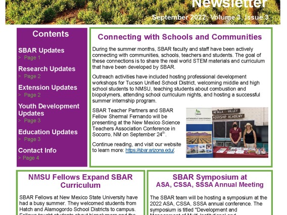 SBAR Extension and Outreach Newsletter September 2022