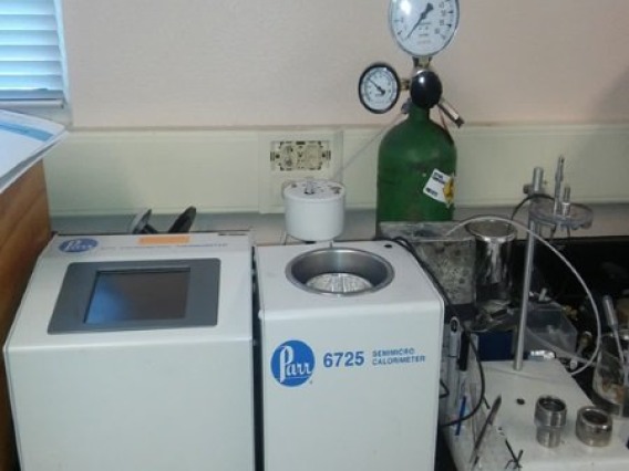 Bomb calorimeter used to measure bagasse energy content as higher heating value (HHV)
