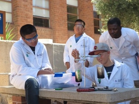 Hands-on experiments are conducted by student teams during biofuel camp