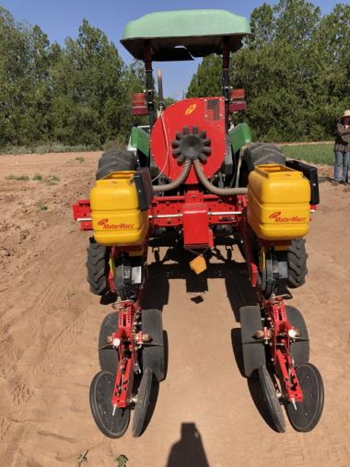 Two-row planter adapted for planting guar