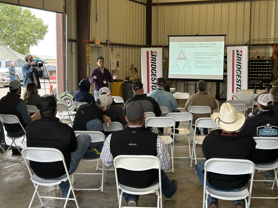 Guayule Grower Field Day 2022 - Dr Alex Hu presenting