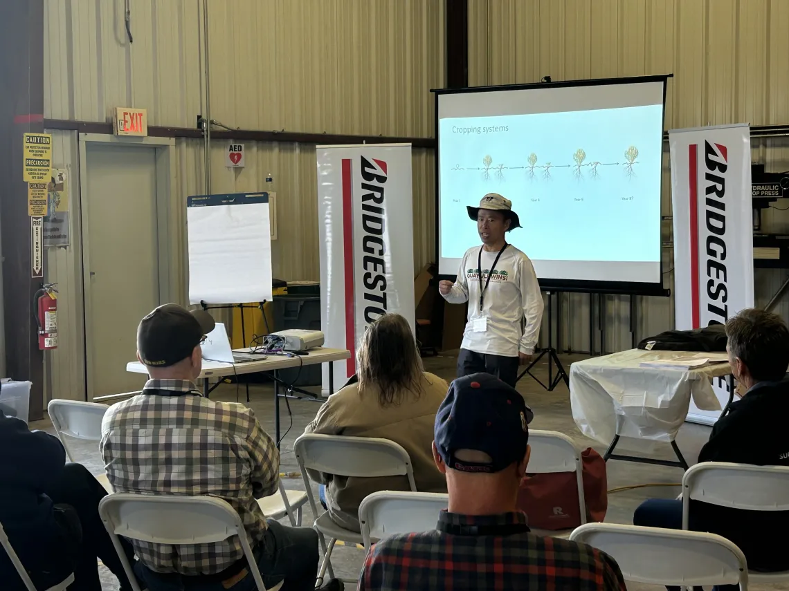 Guayule Grower Field Day 2022 - Dr. Sam Wang presenting