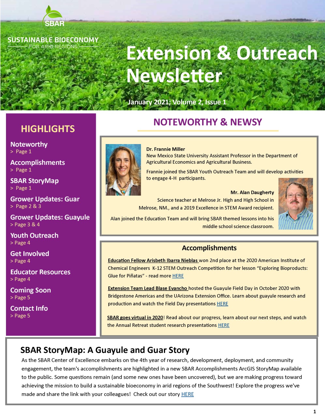 SBAR Extension and Outreach Newsletter Jan 2021