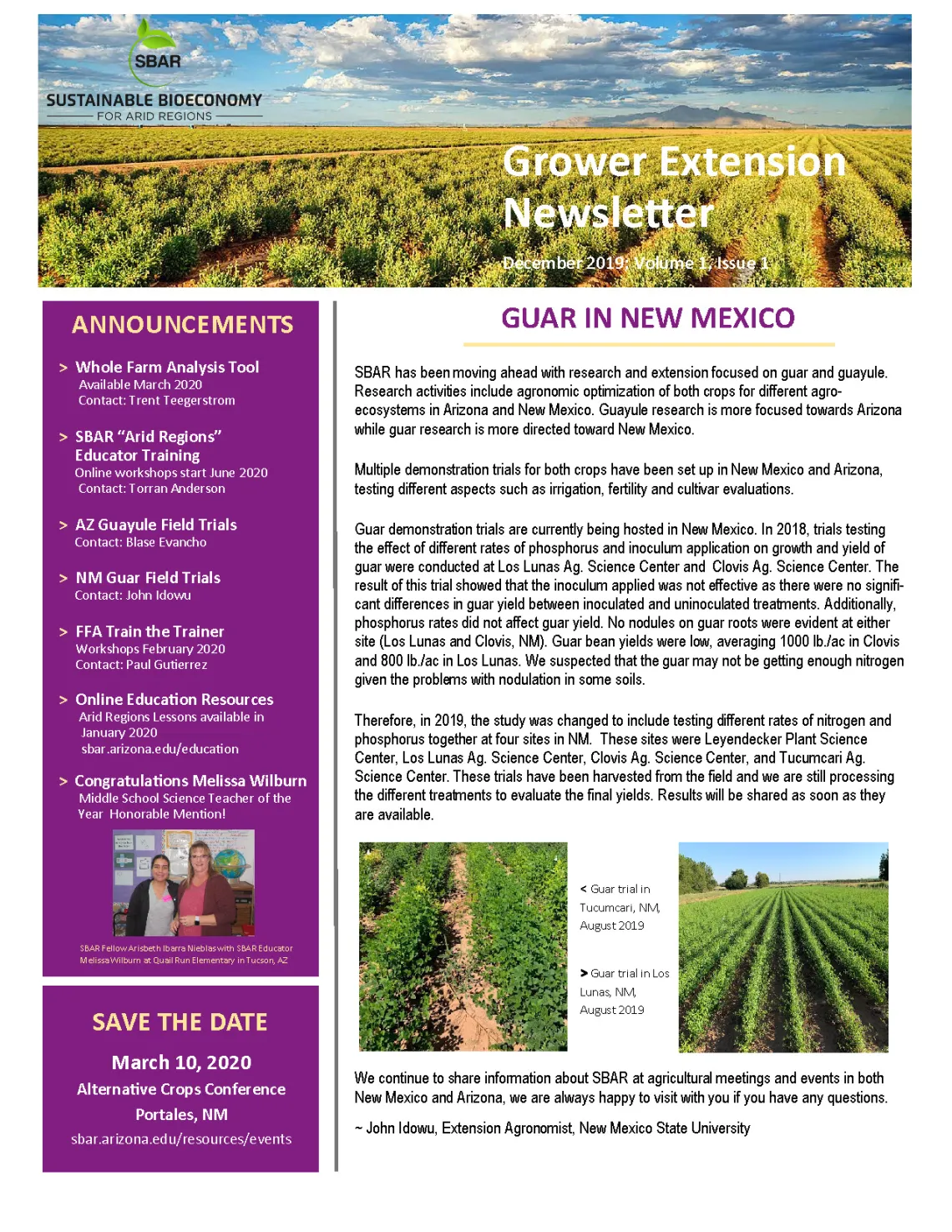 SBAR Grower-ExtNews 2019 Vol1-1 cover page